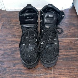 Rhinestone combat boots